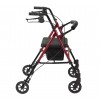 Side view of the Drive Medical lightweight rollator in red