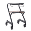 Anthracite colured Page rollator viewed from side angle showing all 4 castor wheels
