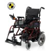 Sirocco electric wheelchair shown in red without cushion